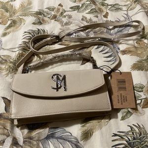 STEVE MADDEN “Top Handle Wallet” Crossbody NWT OATMILK PEBBLED LEATHER